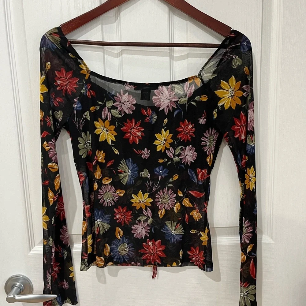 Streetwear society floral print sheer top size large - Picture 4 of 8